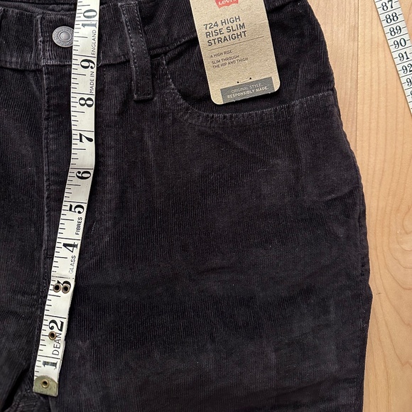 BNWT- 724 HIGH RISE SLIM STRAIGHT CORDUROY PANTS BLACK (27/30) - Picture 6 of 13